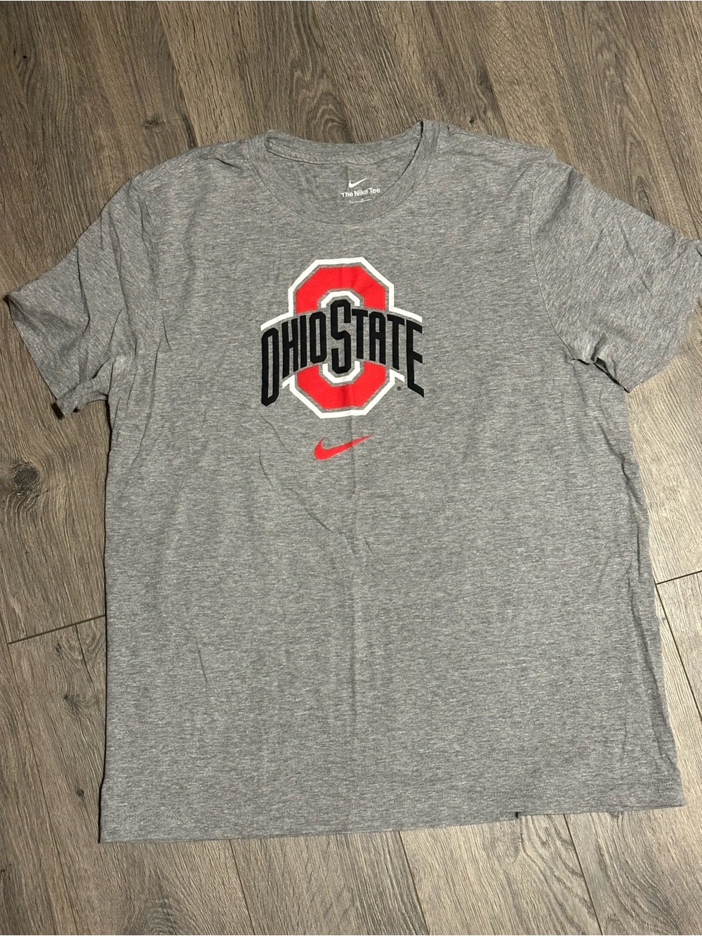 Nike Gray Ohio State Logo Tee with Red Accents - Men's